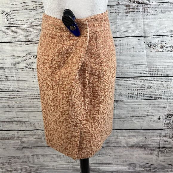 J Crew Collection Skirt size 2 Salmon Sparkle Straight Pencil Wool Mochair Knee - Picture 8 of 9
